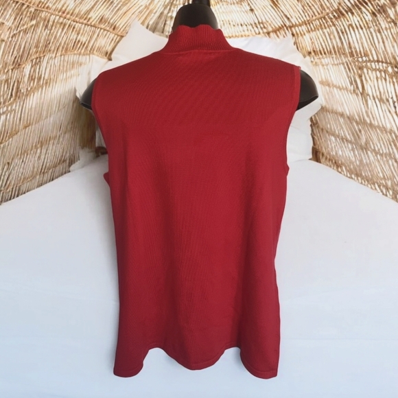 Cable & Gauge Beaded Mock Neck Sleeveless Lightweight Knit Sweater Top - Picture 3 of 7